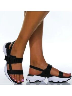 Sorel Kinetic Impact Sling Size 8.5 Women's Sandal NWOB Black White Adjustable